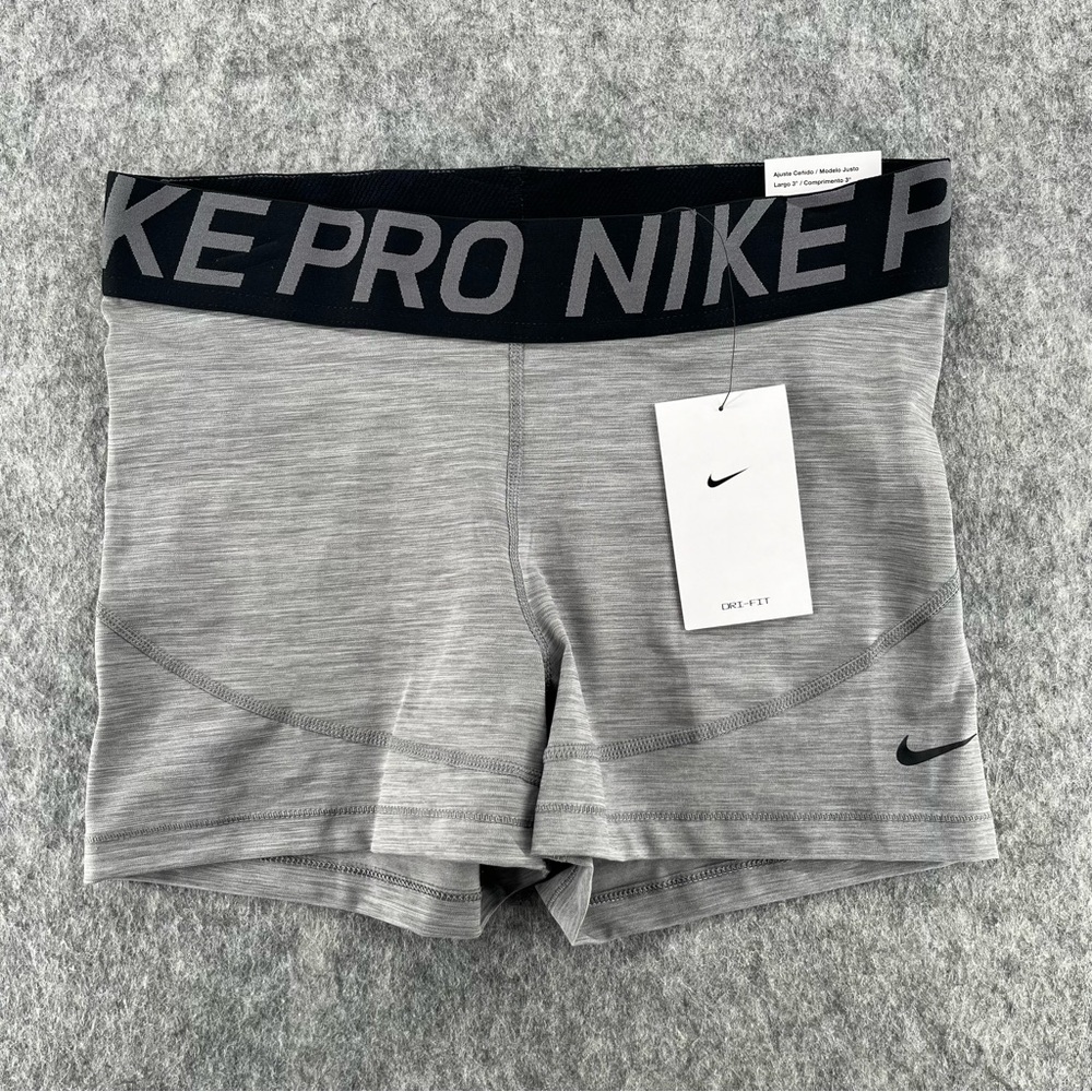Nike Pro Womens Gray Workout Compression Shorts Size L NEW